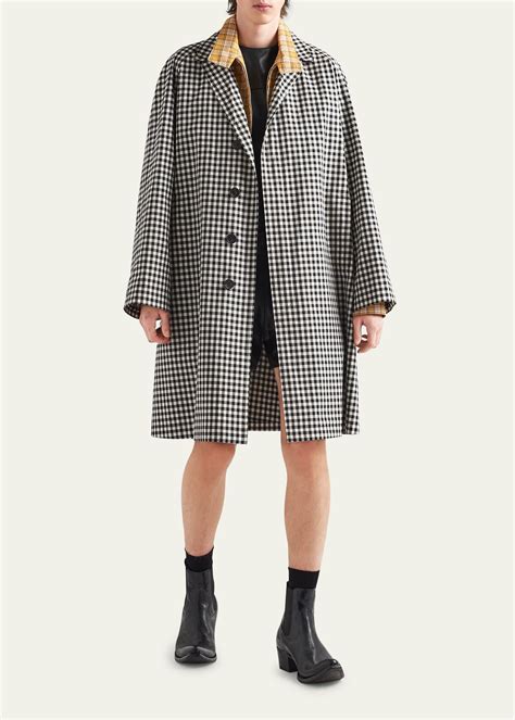 prada gingham coat|Prada Gingham Wool Coat .